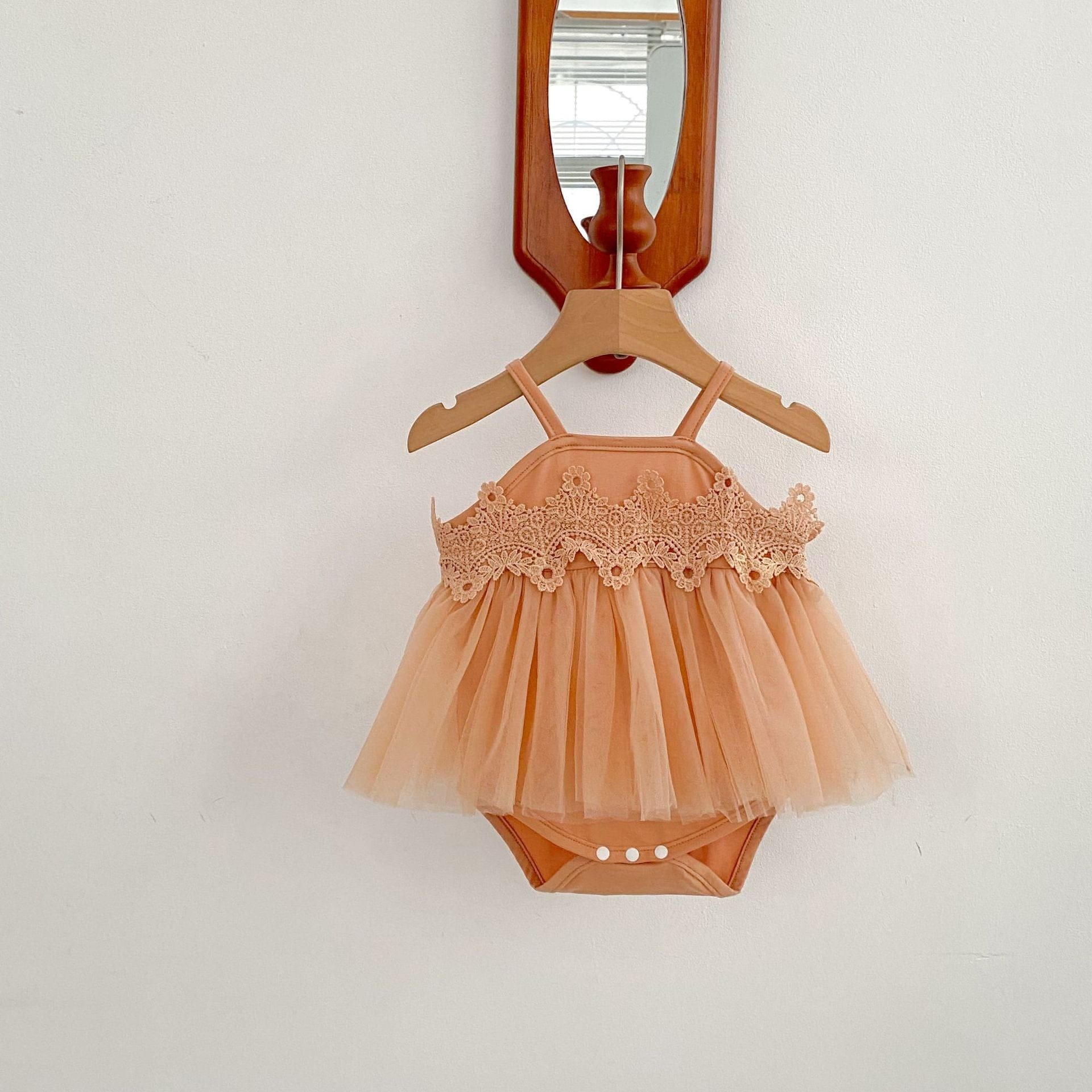 ノースリーブロンパース レースチュールスカートキャミソールドレスロンパース【mh0010154】