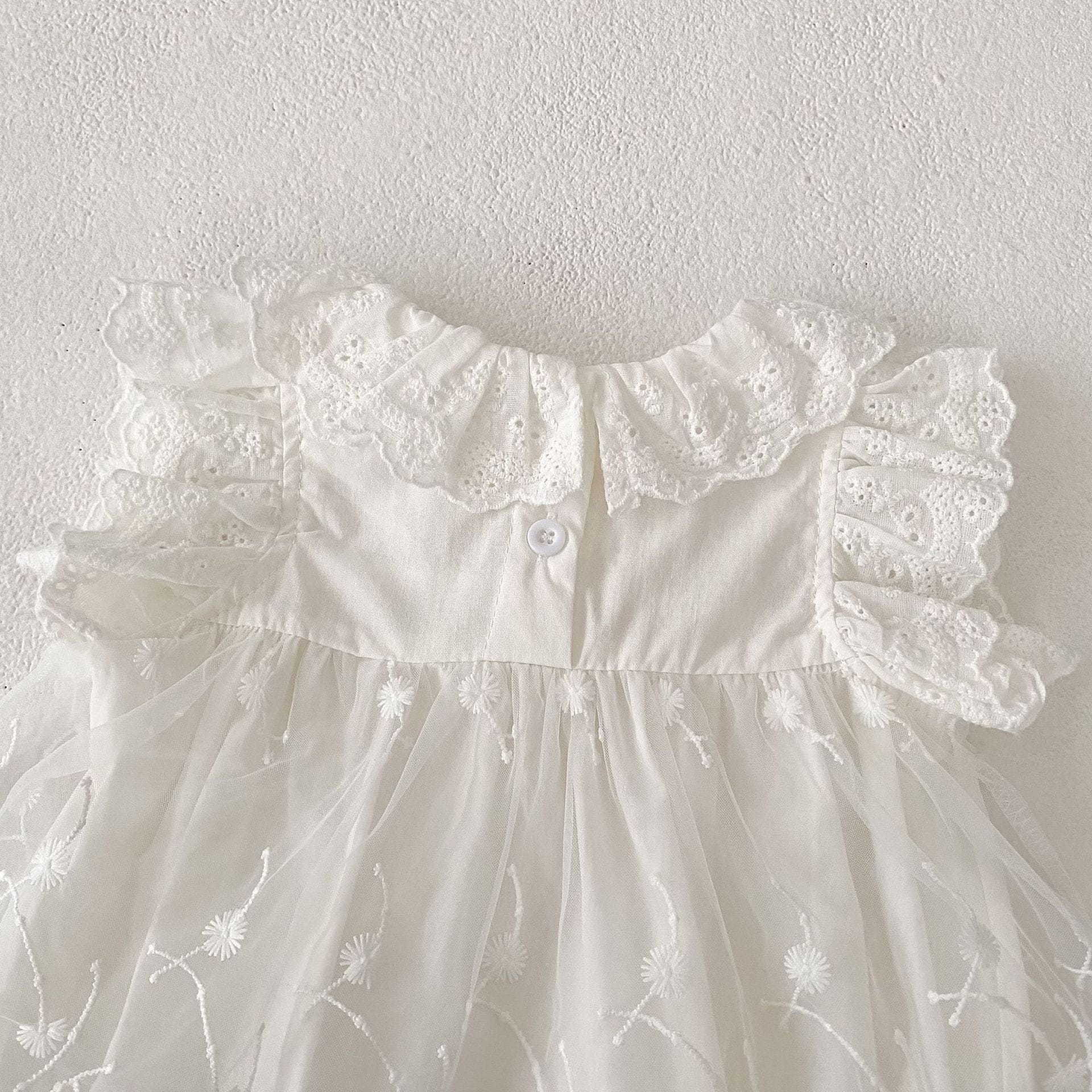 ノースリーブロンパース レースフリルチュールスカートドレスロンパース【mh0010156】