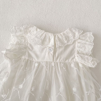 ノースリーブロンパース レースフリルチュールスカートドレスロンパース【mh0010156】