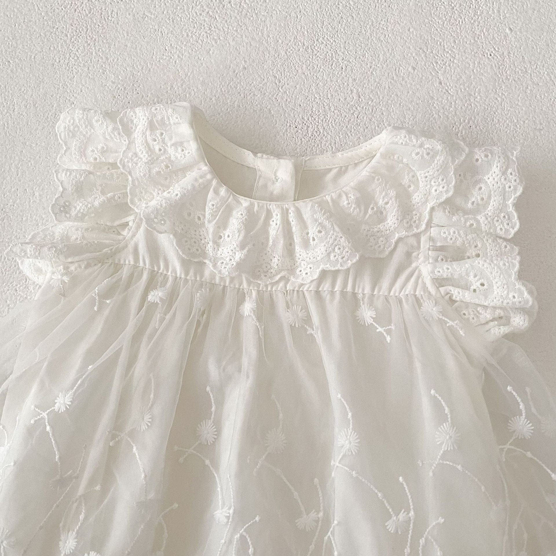 ノースリーブロンパース レースフリルチュールスカートドレスロンパース【mh0010156】