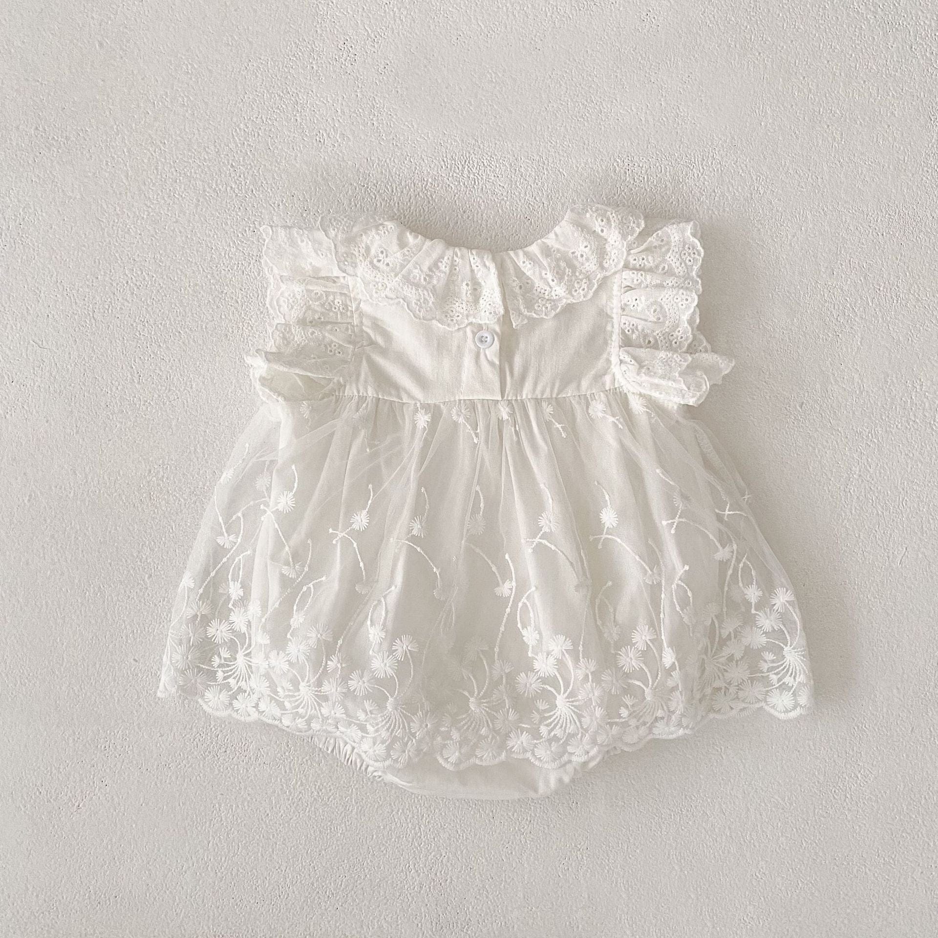 ノースリーブロンパース レースフリルチュールスカートドレスロンパース【mh0010156】