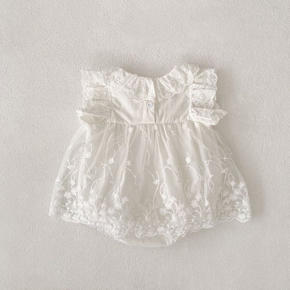 ノースリーブロンパース レースフリルチュールスカートドレスロンパース【mh0010156】