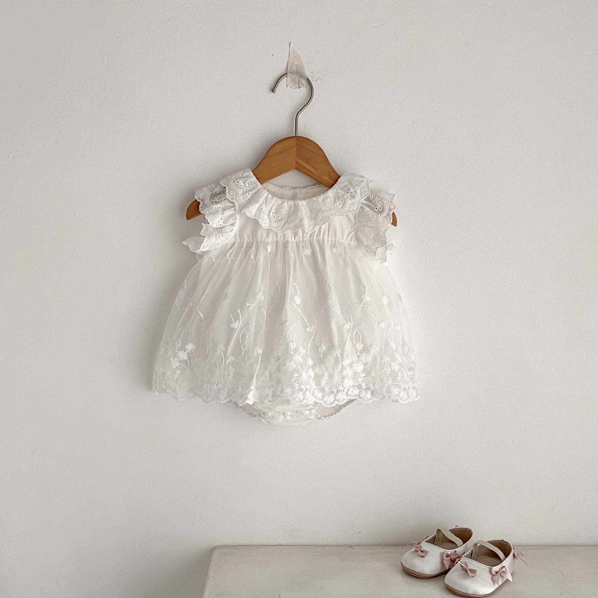 ノースリーブロンパース レースフリルチュールスカートドレスロンパース【mh0010156】