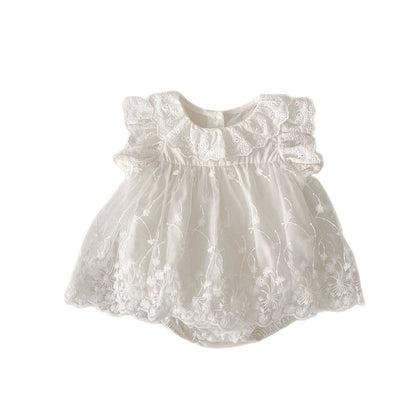 ノースリーブロンパース レースフリルチュールスカートドレスロンパース【mh0010156】