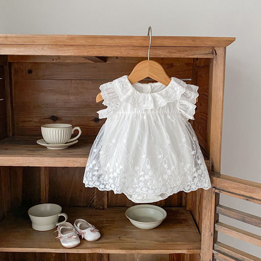 ノースリーブロンパース レースフリルチュールスカートドレスロンパース【mh0010156】