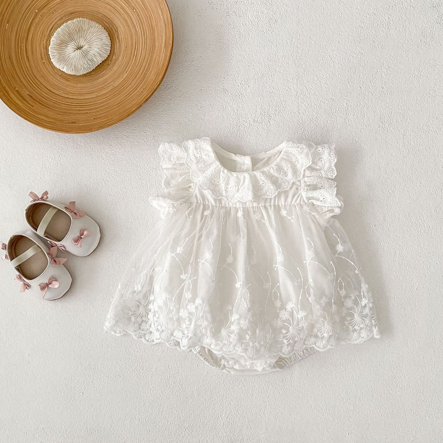 ノースリーブロンパース レースフリルチュールスカートドレスロンパース【mh0010156】