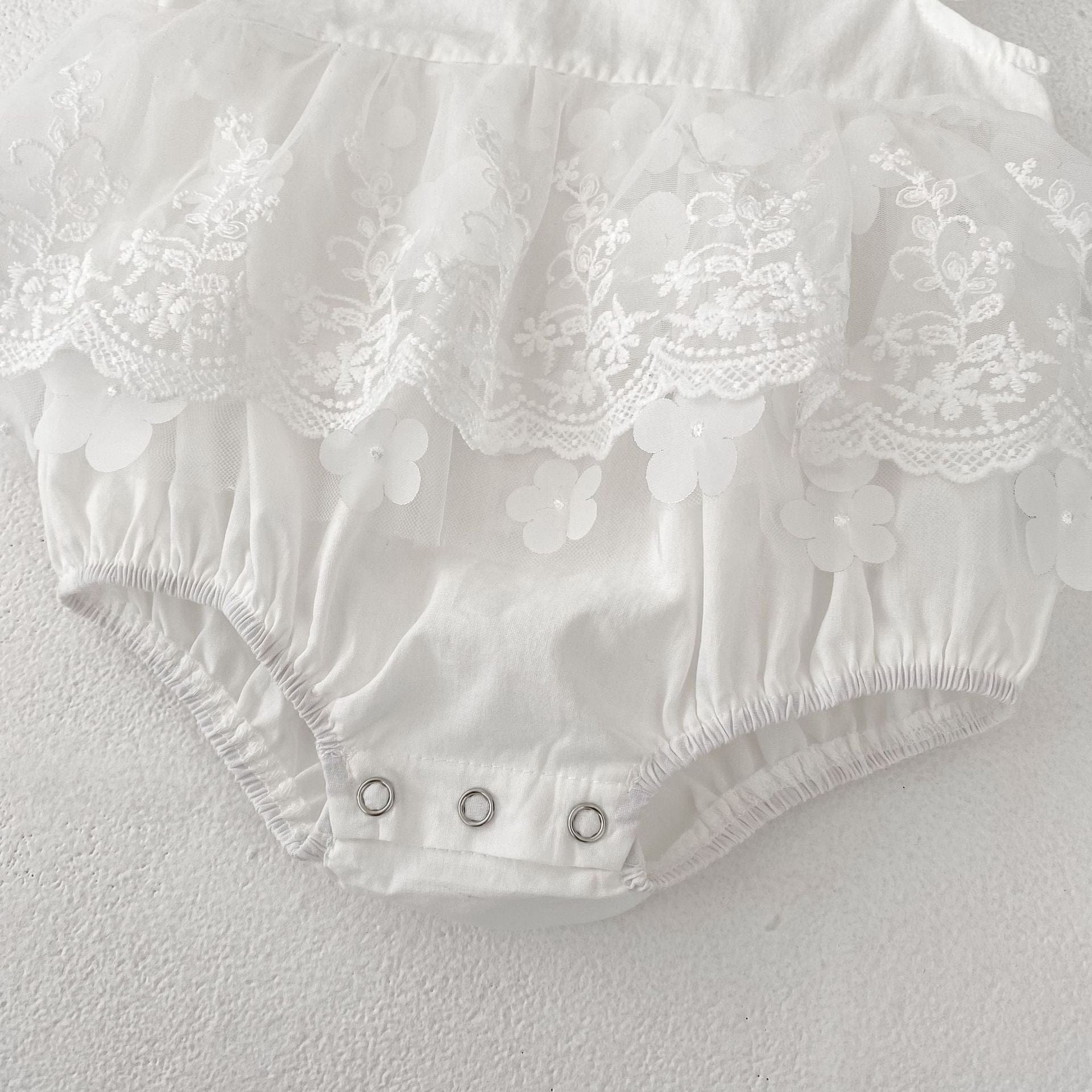 半袖ロンパース 刺繍レーススリーブスカートドレスロンパース【mh0010158】