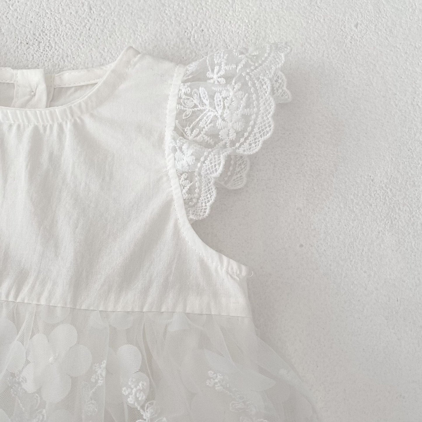 半袖ロンパース 刺繍レーススリーブスカートドレスロンパース【mh0010158】