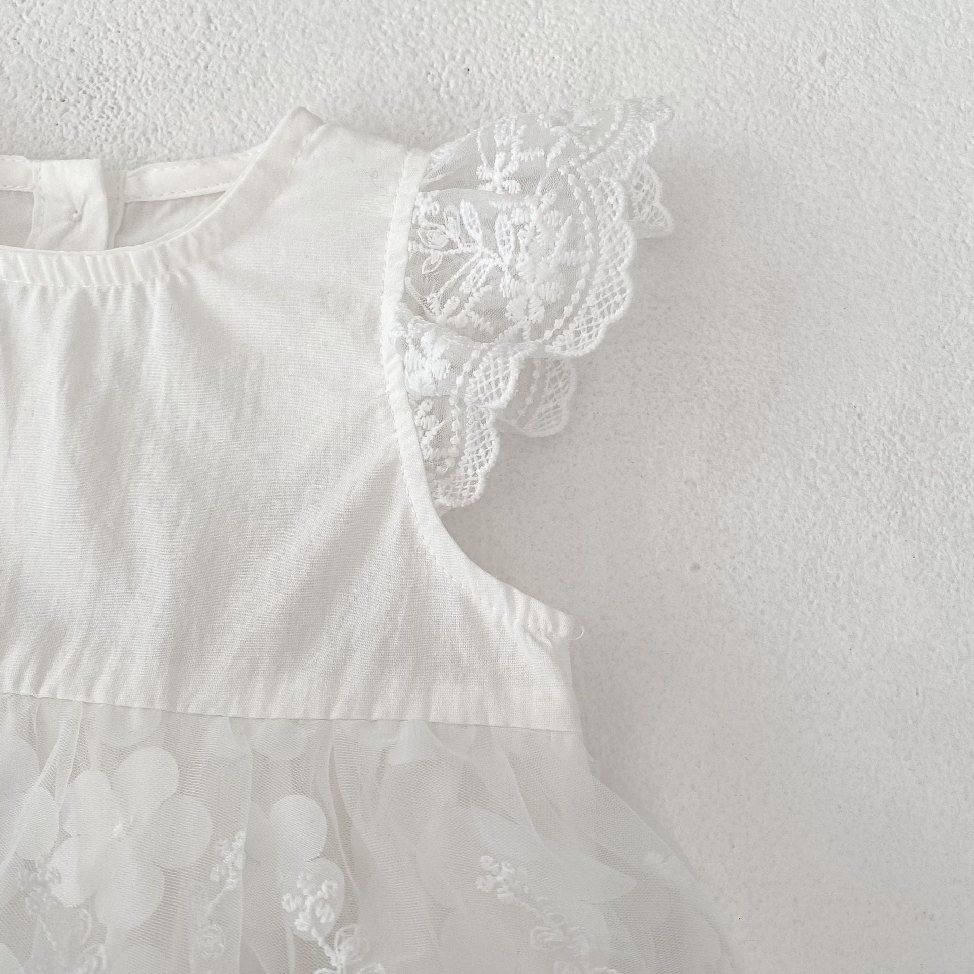 半袖ロンパース 刺繍レーススリーブスカートドレスロンパース【mh0010158】