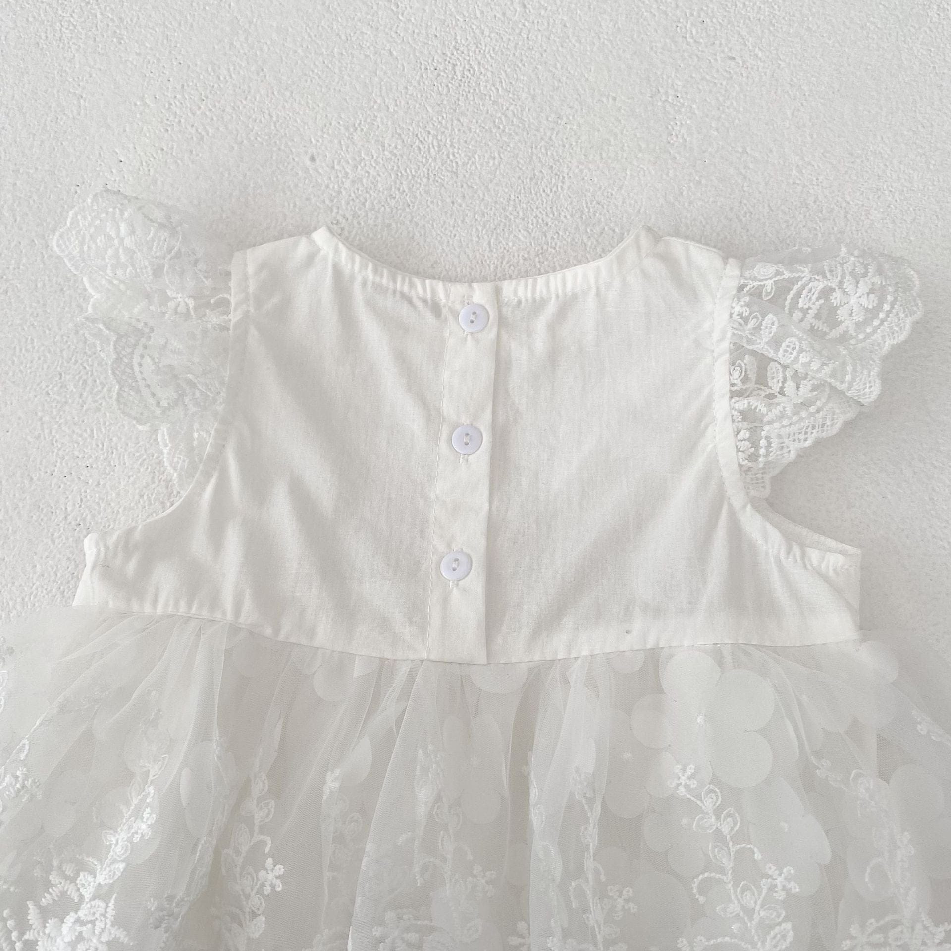 半袖ロンパース 刺繍レーススリーブスカートドレスロンパース【mh0010158】