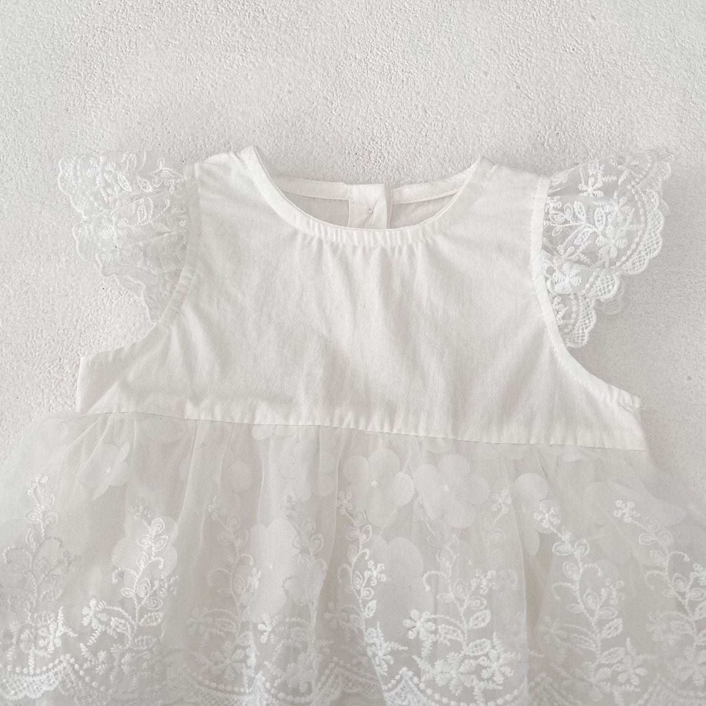 半袖ロンパース 刺繍レーススリーブスカートドレスロンパース【mh0010158】