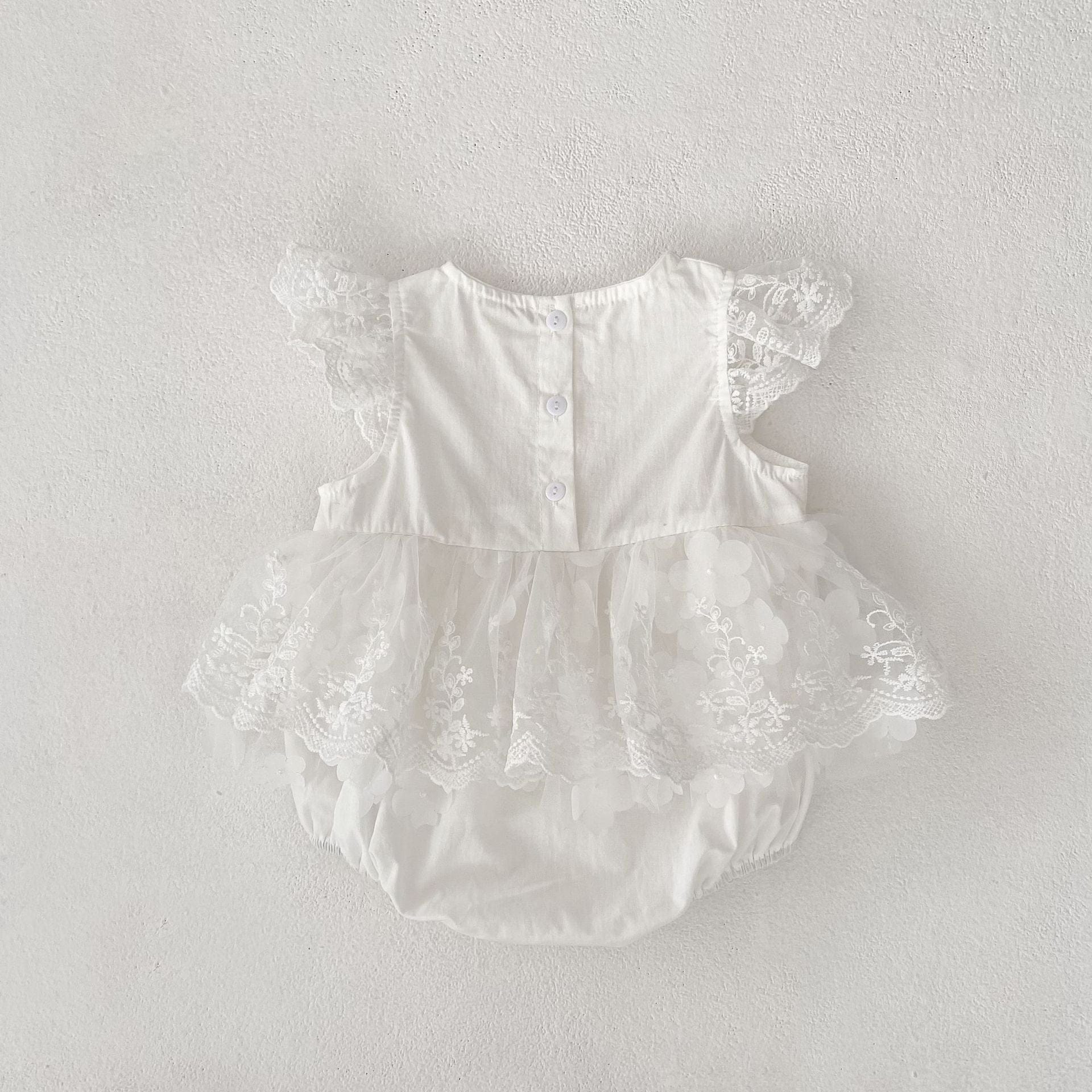 半袖ロンパース 刺繍レーススリーブスカートドレスロンパース【mh0010158】