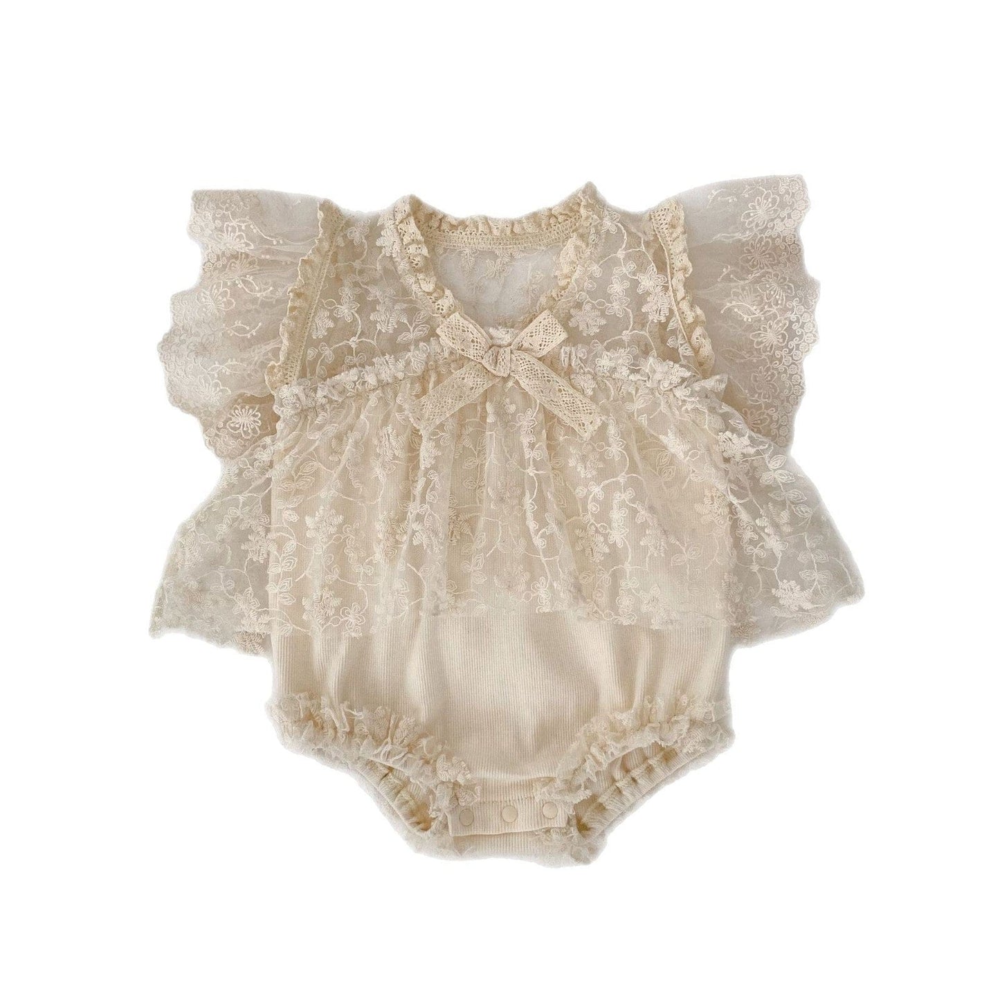 半袖ロンパース 刺繍レースドッキングロンパース【mh0010159】