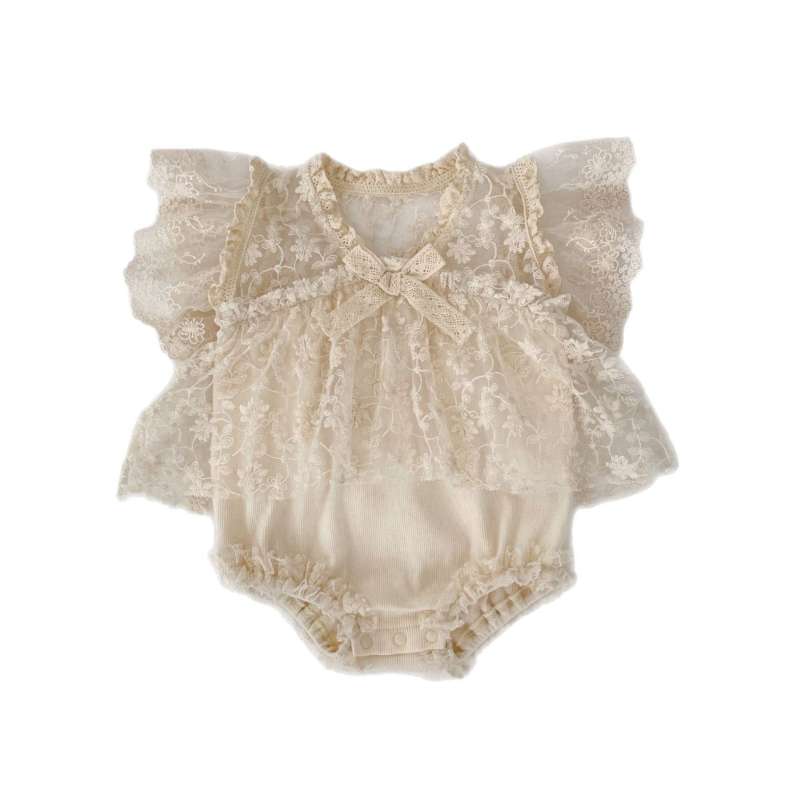 半袖ロンパース 刺繍レースドッキングロンパース【mh0010159】