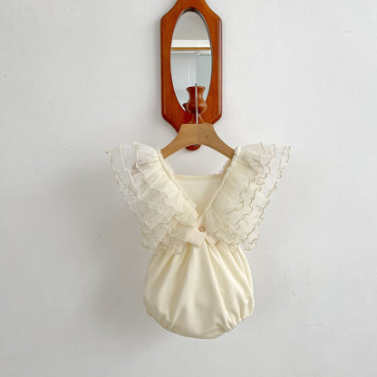 ノースリーブロンパース バタフライフリルバッククロスロンパース【mh0010174】