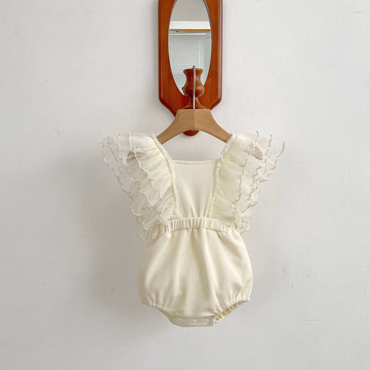 ノースリーブロンパース バタフライフリルバッククロスロンパース【mh0010174】