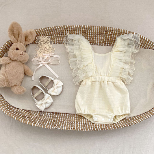 ノースリーブロンパース バタフライフリルバッククロスロンパース【mh0010174】