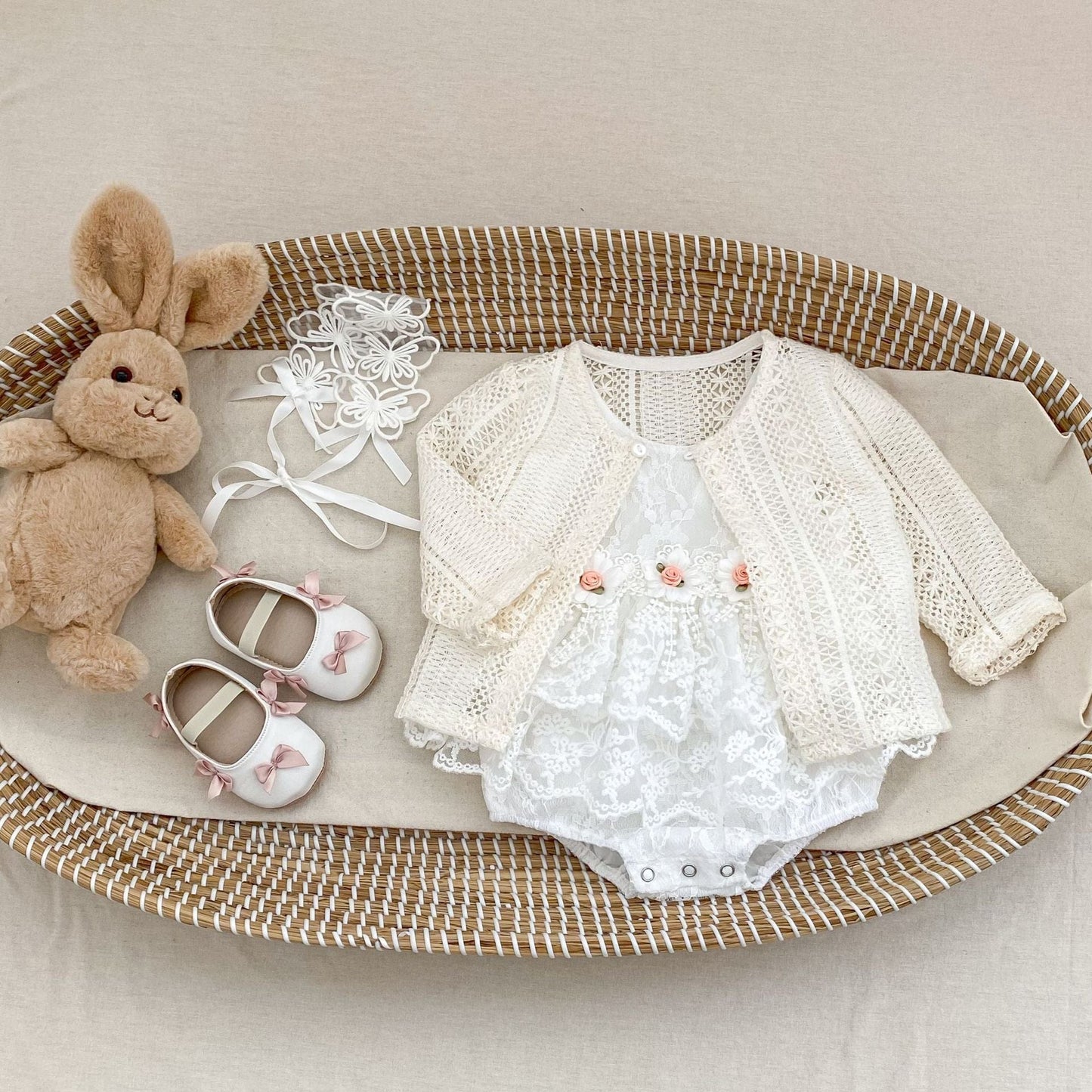 半袖ロンパース ローズ刺繍レースドレスロンパース【mh0010176】