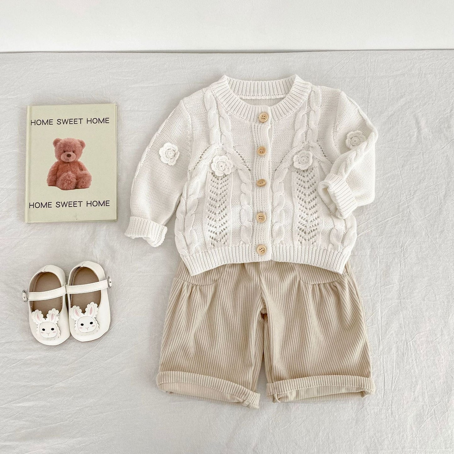 カーディガン・パーカー フラワー刺繍長袖ニットカーディガン【mh0010506】