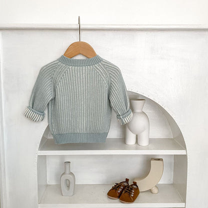 カーディガン・パーカー ストライプニット長袖カーディガンジャケット【mh0010507】