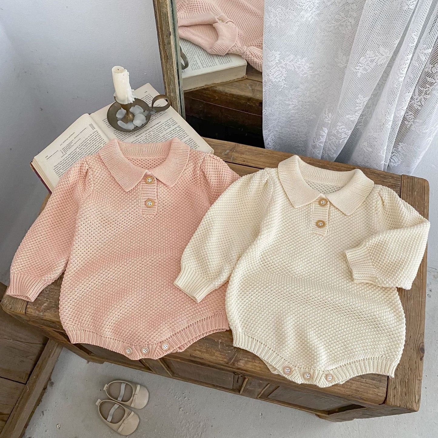 長袖ロンパース カノコポロ襟長袖ロンパース【mh0010508】