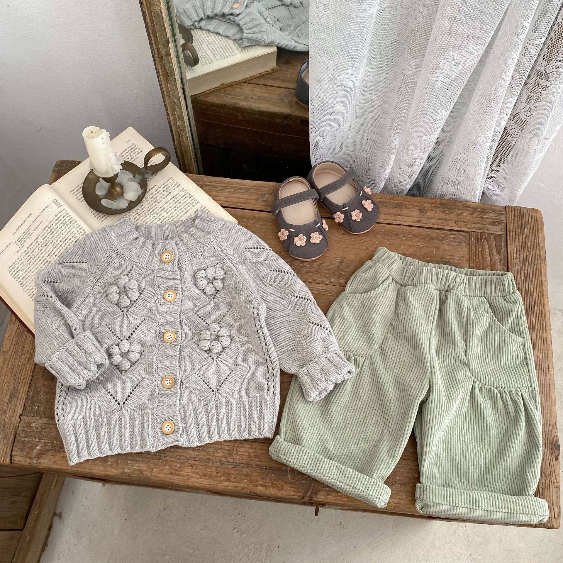 カーディガン・パーカー フラワー刺繍長袖カーディガンジャケット【mh0010511】