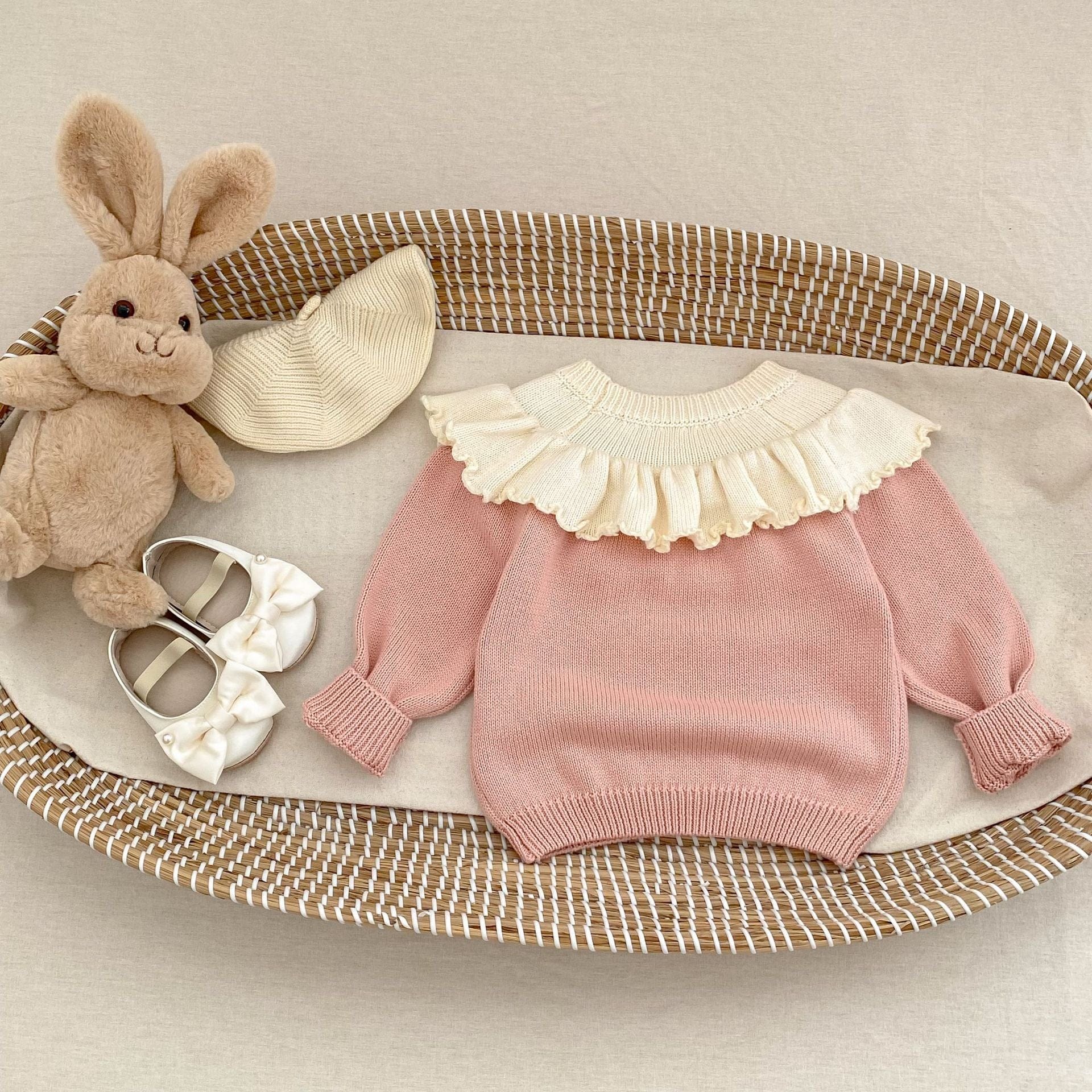 長袖セットアップ ケープ襟長袖ニットトップス/チュール刺繍レーススカート【mh0010512】