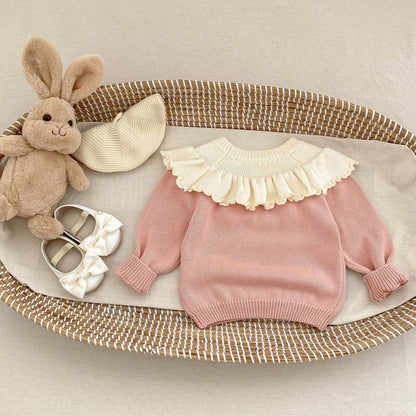 長袖セットアップ ケープ襟長袖ニットトップス/チュール刺繍レーススカート【mh0010512】