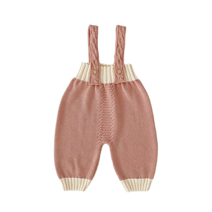 長袖セットアップ フラワープリント襟ニットトップス/ニットサスペンダーパンツ【mh0010513】