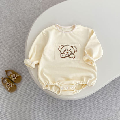 長袖ロンパース ベアくまプリント長袖ロンパース【mh0010514】