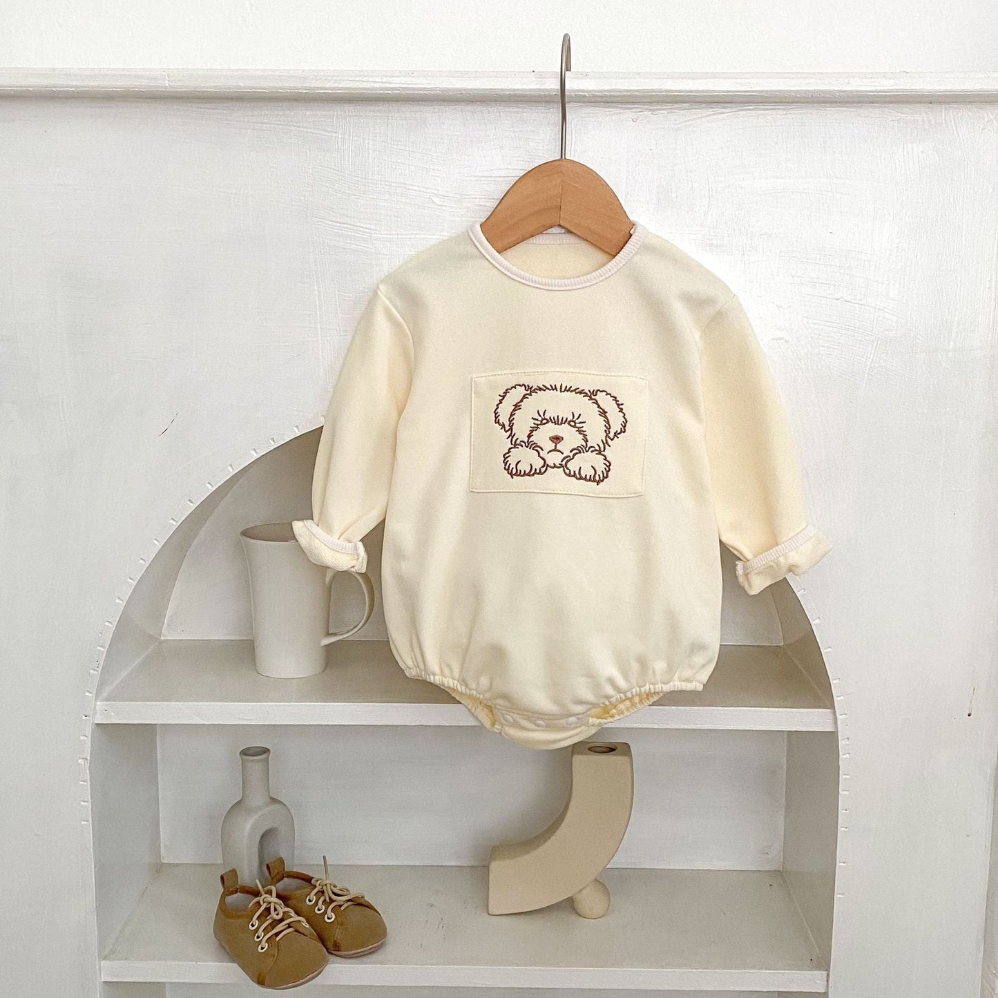 長袖ロンパース ベアくまプリント長袖ロンパース【mh0010514】