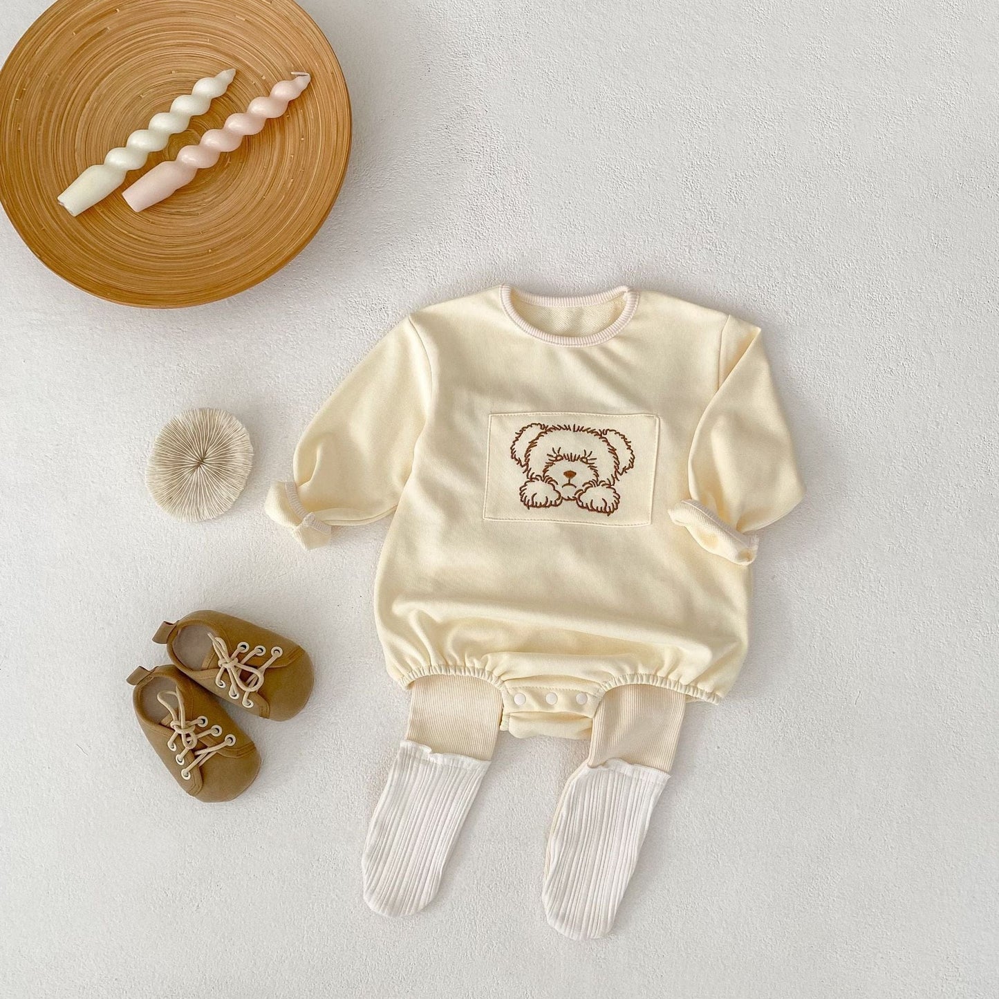 長袖ロンパース ベアくまプリント長袖ロンパース【mh0010514】