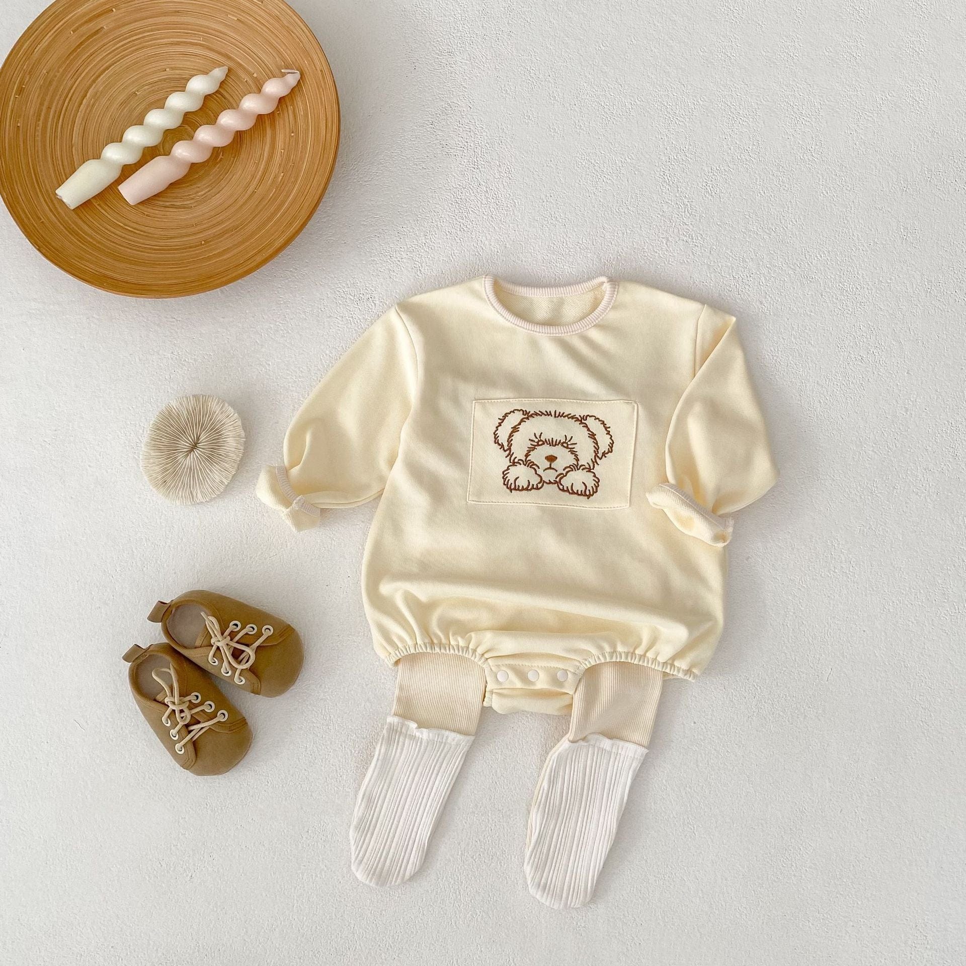 長袖ロンパース ベアくまプリント長袖ロンパース【mh0010514】