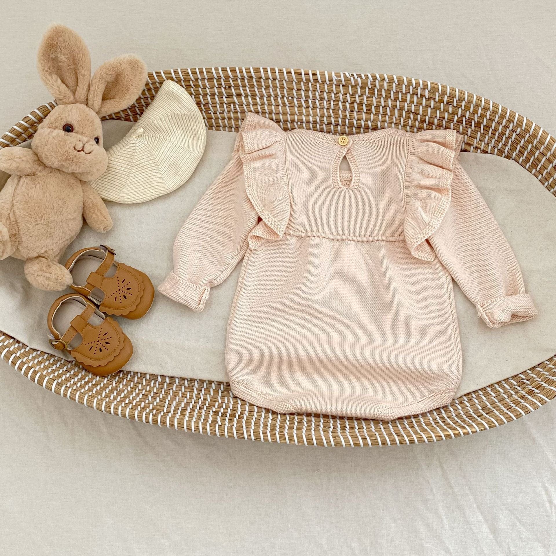 長袖ロンパース ニットショルダーフリル長袖ロンパース【mh0010515】