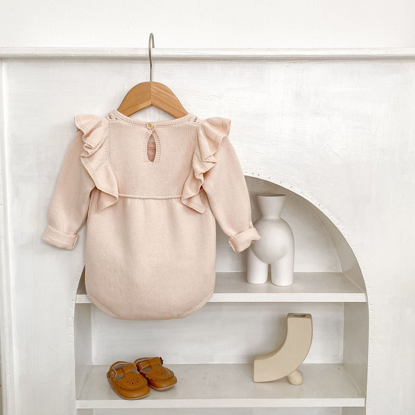 長袖ロンパース ニットショルダーフリル長袖ロンパース【mh0010515】