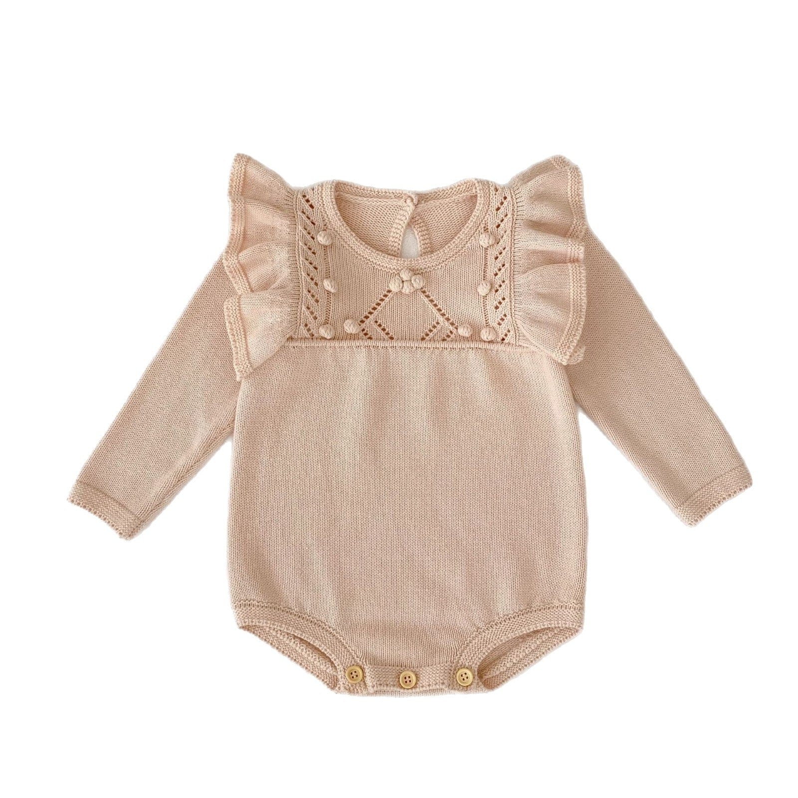 長袖ロンパース ニットショルダーフリル長袖ロンパース【mh0010515】