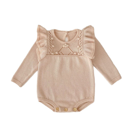 長袖ロンパース ニットショルダーフリル長袖ロンパース【mh0010515】