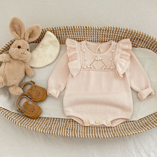 長袖ロンパース ニットショルダーフリル長袖ロンパース【mh0010515】