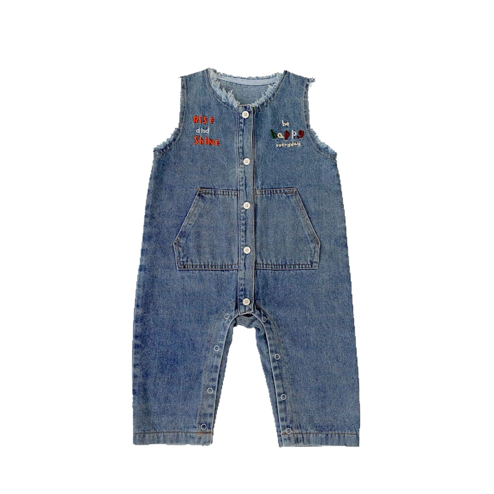 ノースリーブジャンプスーツ レターロゴ刺繍デニムノースリーブジャンプスーツ【mh0010523】