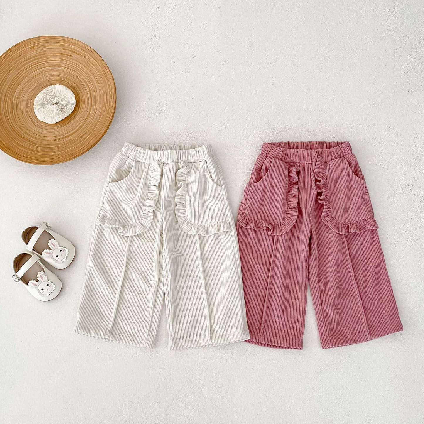 ロングパンツ・スウェットパンツ フリルポケットコーデュロイロングルーズワイドパンツ【mh0010526】