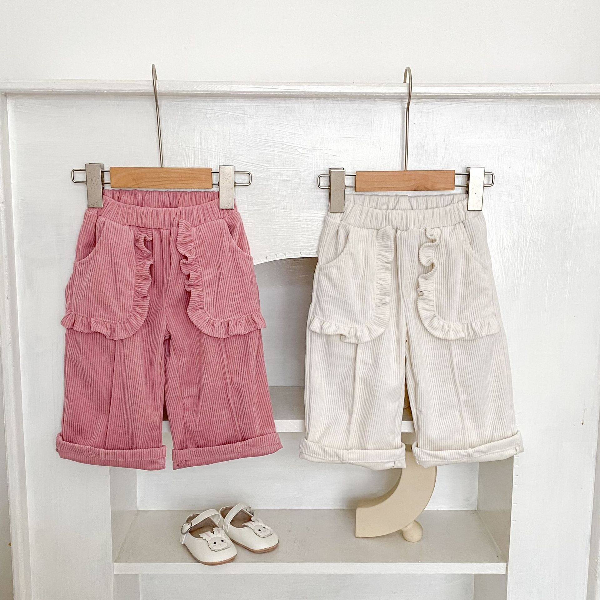 ロングパンツ・スウェットパンツ フリルポケットコーデュロイロングルーズワイドパンツ【mh0010526】