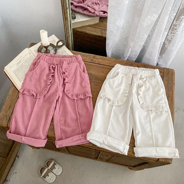 ロングパンツ・スウェットパンツ フリルポケットコーデュロイロングルーズワイドパンツ【mh0010526】