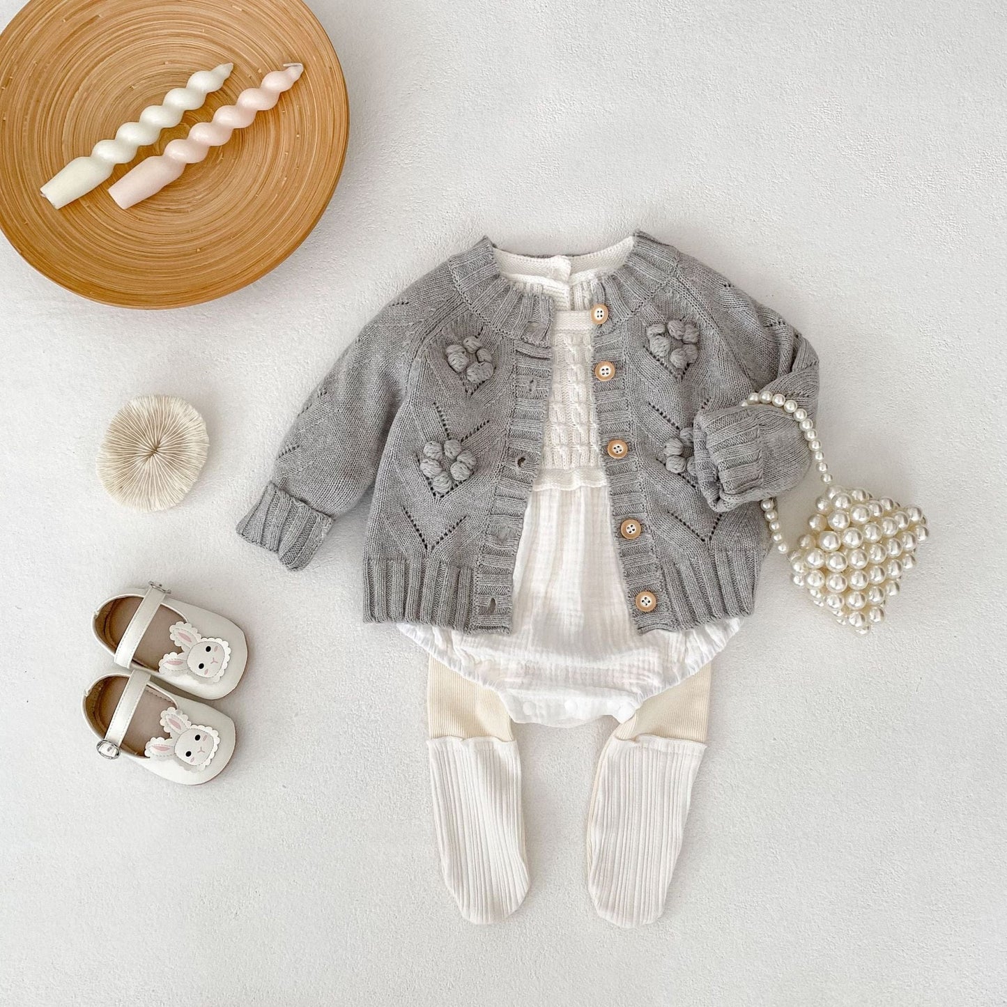 長袖ロンパース ニットトップスドッキング長袖ロンパース【mh0010528】