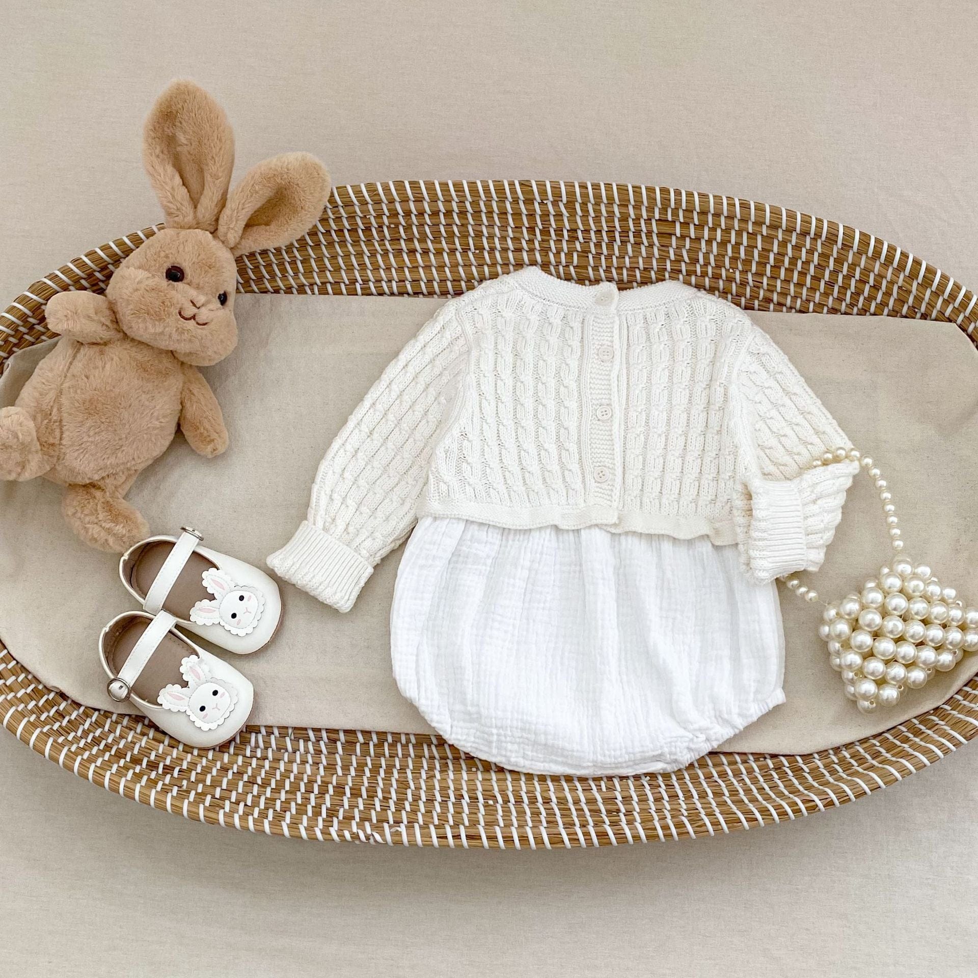 長袖ロンパース ニットトップスドッキング長袖ロンパース【mh0010528】