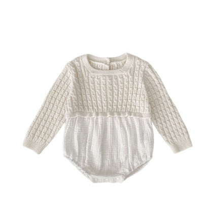 長袖ロンパース ニットトップスドッキング長袖ロンパース【mh0010528】