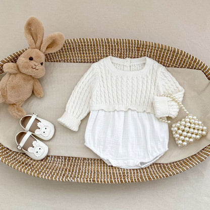 長袖ロンパース ニットトップスドッキング長袖ロンパース【mh0010528】