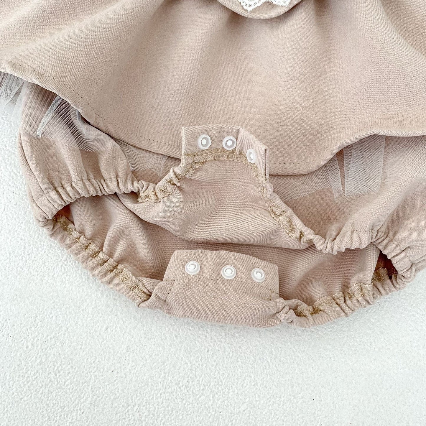 長袖ロンパース ビッグレース襟付き長袖スカートロンパース【mh0010838】