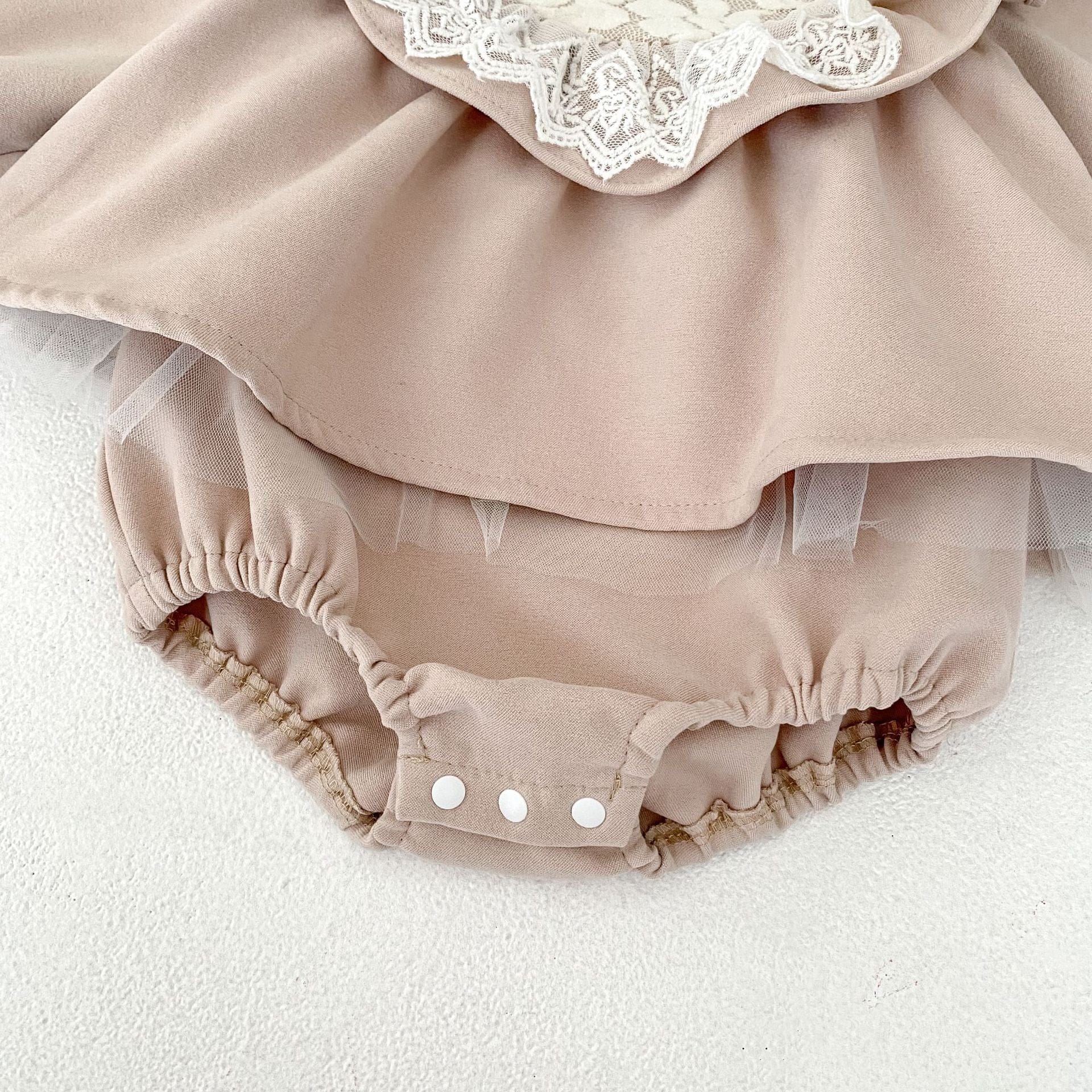 長袖ロンパース ビッグレース襟付き長袖スカートロンパース【mh0010838】