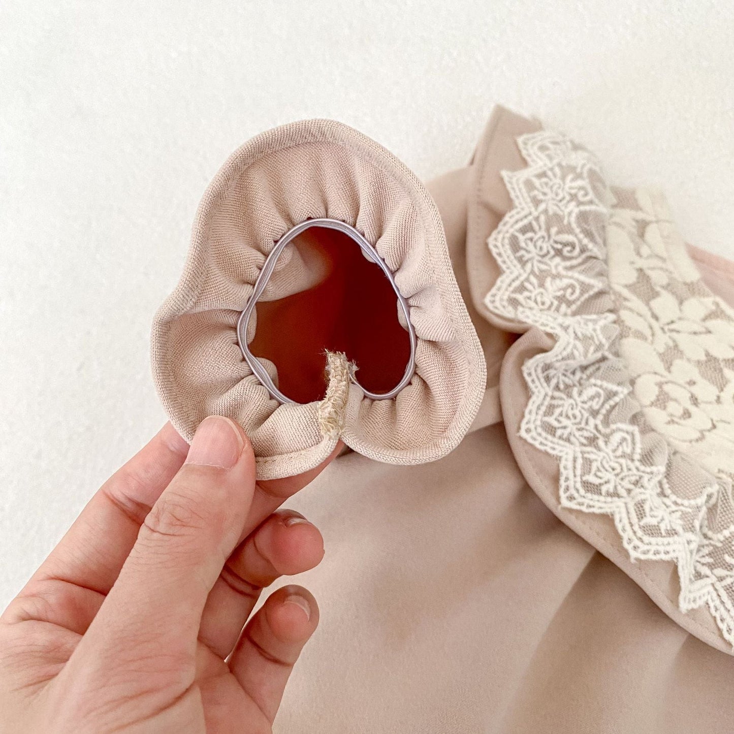 長袖ロンパース ビッグレース襟付き長袖スカートロンパース【mh0010838】