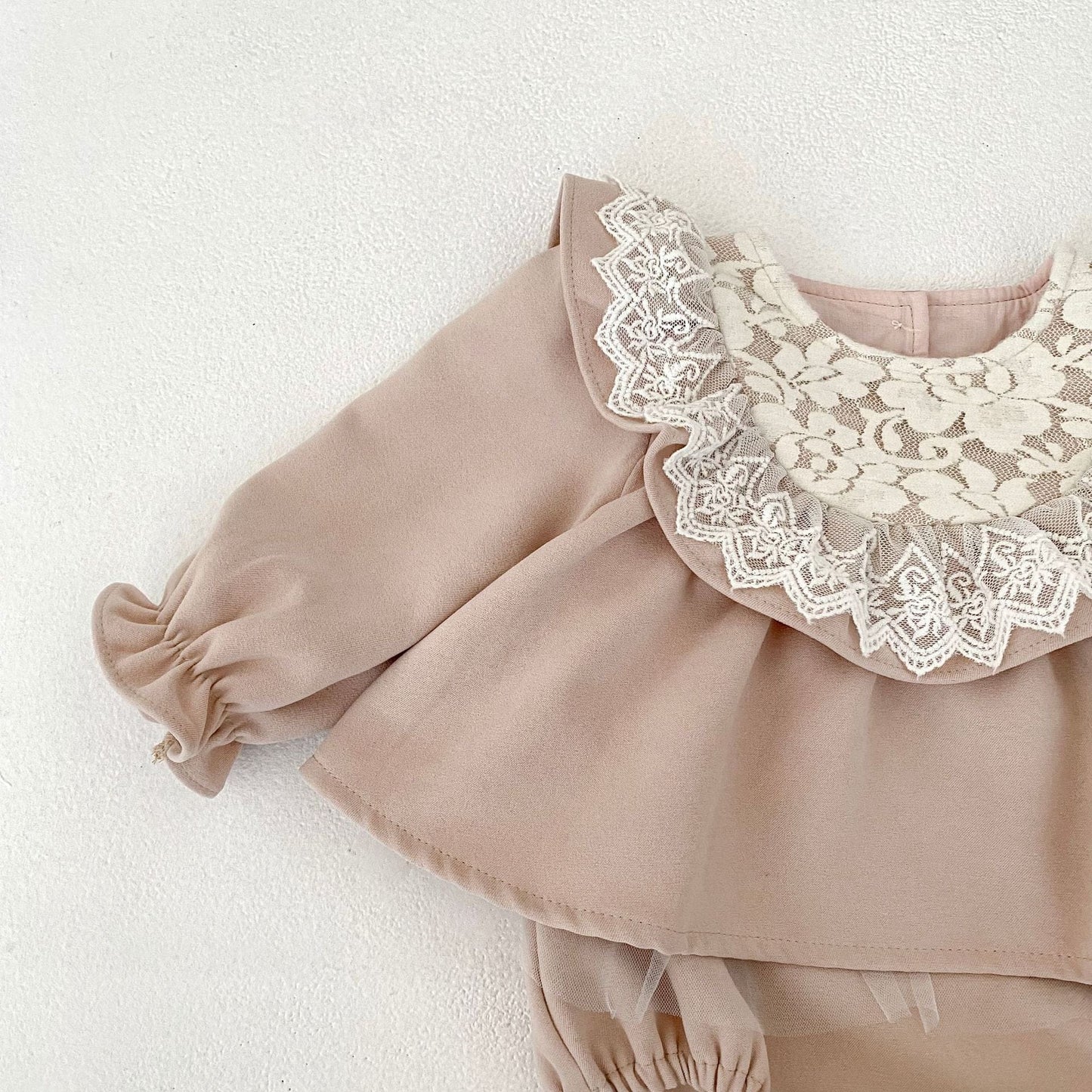 長袖ロンパース ビッグレース襟付き長袖スカートロンパース【mh0010838】